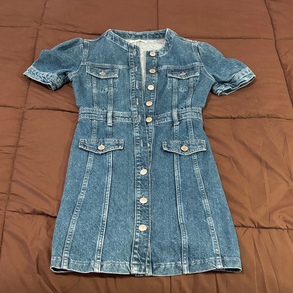 Maje Blue Denim Midi Dress